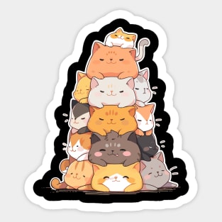 Cottagecore Kawaii Anime Cat Gifts Girls Womens Funny Cat Sticker